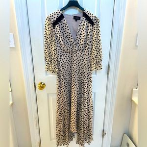SALONI polka dot long sleeve midi dress, size 2